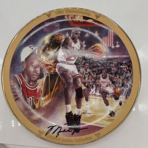 Michael Jordan 1991 Championship NBA Bradford Exchange Chicago Bulls Plate W/COA